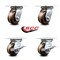 Service Caster 4 Inch High Temp Phenolic Swivel Caster Set with Roller Bearings 2 Brakes SCC SCC-35S420-PHRHT-2-SLB-2 - alternate 5